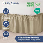 Wrap Around Dust Ruffle Bed Skirt - Beige - for Full Size Beds with 21 Inch Drop - Easy Fit Elastic Strap - Adjustable Pleated Bedskirt w/Brushed Fabric - Wrinkle Free - for Women, Men, Kids & Teens