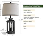 23.75" Retro Farmhouse Black Table Lamp for Living Room Bedroom Nightstand Set of 2 Touch Control Bedside Nightlight Vintage Modern Lamp with USB C+A Ports and 2 Light Sources