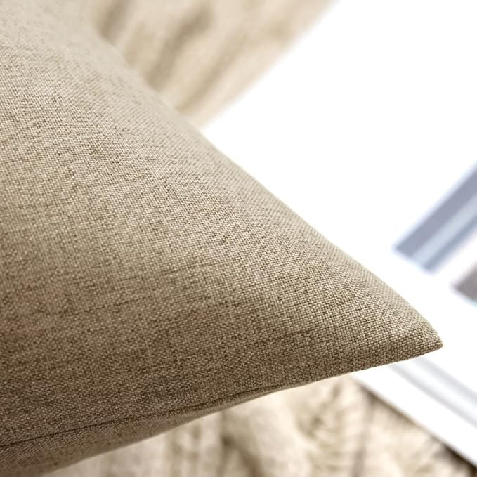 MIULEE Pack of 2 Decorative Outdoor Solid Waterproof Throw Pillow Covers Faux Linen Garden Farmhouse Cushion Cases for Patio Tent Balcony Couch Sofa 16x16 Inch Taupe Grey