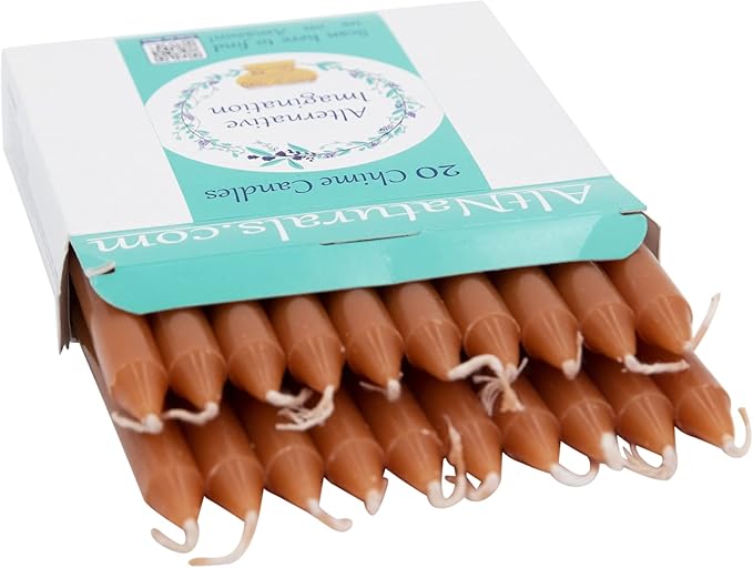 Alternative Imagination Brown Chime Candles - 20 Pack of Unscented 4 Inch Mini Taper Candles - Dripless Long Burning Ritual Candles for Meditation, Spell Work, Birthdays, Ceremonies & Home Decor