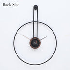 Modern Minimalist Wall Clock, Black Metal Ring and Wooden Face, Natural Style Silent Non-Ticking for Living Room, Bedroom, Office Decor, 21.6"x28.7"