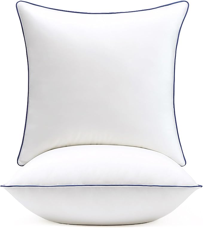 puredown® 18x18 Pillow Inserts Set of 2, Overfilled Down Alternative Decorative Pillows with 100% Cotton Cover, Plush Fluffy Throw Pillows for Couch, Sofa, Bed and Home Decor