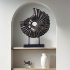 Unique Round Coin Sculpture Decorative Objects for Shelf Home Decor Accents, Modern Abstract Tabletop Decor Items for Living Room Fireplace Mantel, Above Cabinet (Black L)