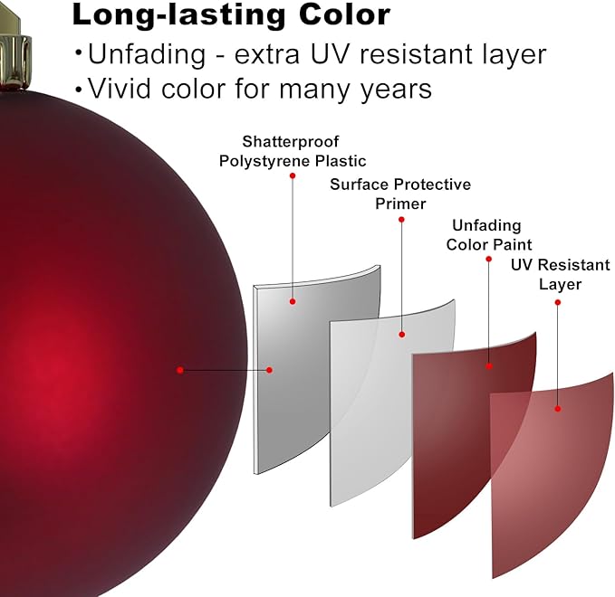 Maroon 4.0" Large Christmas Balls - Christmas Tree Decoration Ornaments Shatterproof Hanging Balls for Birthday Halloween Holiday Wedding Decorations Set of 4pcs