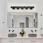 Vanity Lights, 38" Bathroom Light Fixtures Over Mirror, 6 Light Bathroom Vanity Light with Clear Glass Shade, Modern Wall Lamps for Bedroom, Hallway