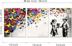 Novatique Banksy Canvas Wall Art for Bedroom Street Graffiti Wall Art Colorful Butterfly Painting Canvas Prints Pop Art Wall Decor for Living Room Office,12" x 16" x 3Pcs