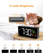 Netzu Alarm Clocks for Bedrooms, Digital Clock with Date Temperature and Weekday, Manual DST, Snooze, 2 Alarms, 4 Volumes for Living Room Home Bedside Desk (Black)