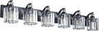 6-Light Black Bathroom Light Fixture Modern Vanity Lights Over Mirror Vintage Wall Sconce Lighting for Bathroom, Bedroom, Living Room, Hallway E26 Base with Crystal Bathroom Vanity Light