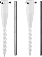 Beach Umbrella Sand Anchor, 2 Pack Heavy Duty Umbrella Stand Outdoor Base 17 Inches Metal No Dig Ground Umbrella Holder, Christmas Tree Stand Base （White）