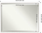 Amanti Art White Wall Mirror 32x42 Morgan White Silver Rectangle Bathroom Mirror for Wall Decor Living Room, X-Large Modern Wood Frame, Hangs Horizonally and Vertically, Bathroom Decor, Beveled Edge