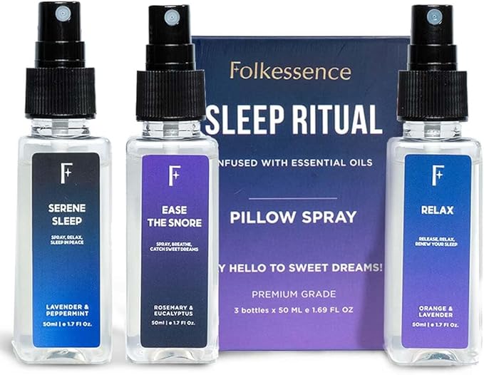 Folkulture Pillow Spray For Sleeping - Set of 3 (5.1 Fl Oz)| Eucalyptus, Lavender Pillow or Sleep Spray For Deep Sleep, Stress Relief, Relaxation Gifts For Women | Pillow Mist for Aromatherapy