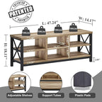 FATORRI Shoe Bench Entryway with Storage, Industrial Wood and Metal Hallway Benches with Adjustable Shelves, Rustic Entry Way Bench for Living Room (47.24 Inch Long, Rustic Oak)