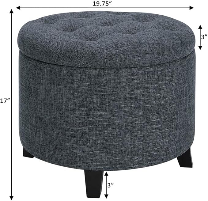 Convenience Concepts Designs4Comfort Storage Ottoman, Stormy Gray Fabric
