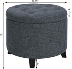 Convenience Concepts Designs4Comfort Storage Ottoman, Stormy Gray Fabric