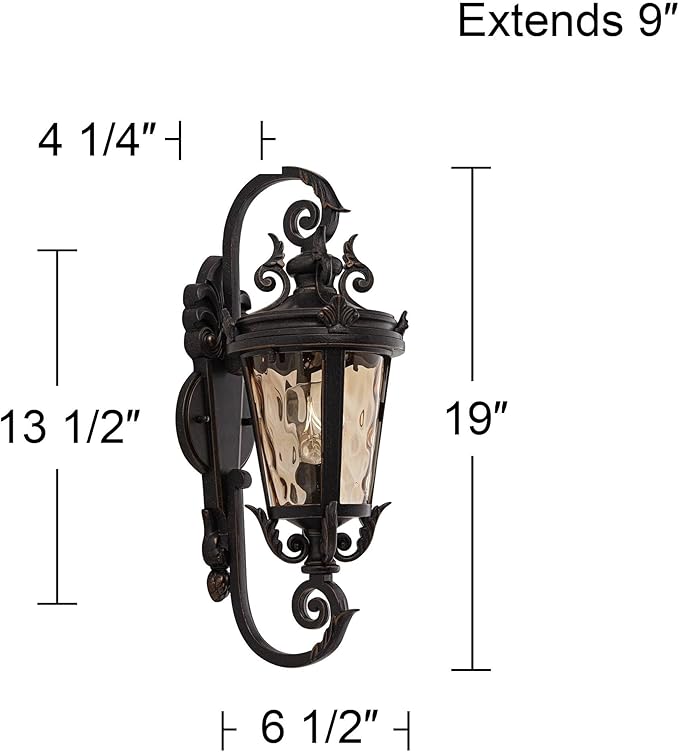 John Timberland Casa Marseille European Vintage Outdoor Wall Light Bronze French Vintage Sconce Fixture Decor for Exterior House Porch Patio Outside Deck Garage Yard Front Door Garden Home