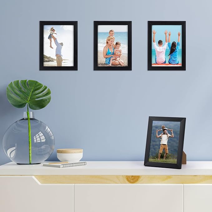 Giftgarden 6x8 Picture Frame 7 Pack, 6 by 8 Black Photo Frames Set for Wall or Tabletop Display