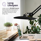 Neatfi XL Nail Desk Lamp with Clamp, 2200 Lumens, 20-Inch Wide Head, Dimmable 4 Levels, 6500K, LED Task Light for Manicure Table, Crafts, Workbench, Office (Non-CCT with Base, Black)