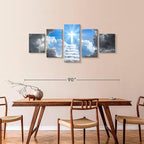 Elephant Stock Stairway To Jesus Christ Wall Art Multi Piece Canvas - 5 Panel Christian Pictures Decor - Digital Design Canvas Print - Christian Wall Decor - 80" X 36"