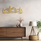 SIGNLEADER Metal Wall Art Decor Mountain Pine trees Modern Abstract Wall Sculpture Hangings Home Decoration for Living Room, Bedroom, Bathroom, Kitchen, Outdoor - 36" Gold