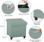 Storage Ottoman, Ottoman with Storage for Living Room Square Ottoman with Tray Lid Bedroom Storage Footstool Cube Small Ottomans Foot Rest Stool with Legs Foldable Faxu Leather 15" Inches