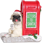 NINIPAPA Christmas Village Accessories Santa's Mailbox Villages Sets for Christmas Decoration Cute Resin Christmas Ornaments with Doggy Reading Letter