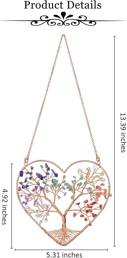 MANIFO 7 Chakra Crystal Tree Life Hanging Ornament Heart Healing Crystal Gemstone Hanging Decoration for Home Garden Window Wall Gifts