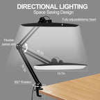 20" LED Desk Lamp with Clamp, 24W CCT Adjustable Dimmable Nail Light for Desk, 120 LEDs Metal Swivel Arm Daylight for for Nail Tech Task Home Office Reading Architect Craft, Black