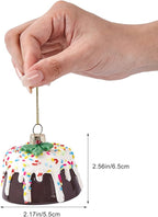 3D Glass Ornaments for Christmas Tree - Chocolate Cake Christmas Tree Decorations for Xmas Home Decor Outdoor Window Centerpiece