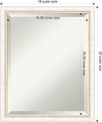 Amanti Art White Wall Mirror 22x18 Morgan White Gold Rectangle Bathroom Mirror for Wall Decor Living Room, Small Modern Wood Frame, Hangs Horizonally and Vertically, Bathroom Decor, Beveled Edge