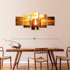 Elephant Stock Religion Wall Art Multi Piece Canvas - 5 Panel Christian Pictures Decor - Digital Design Canvas Print - Christian Wall Decor - 74" X 34"