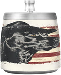 Cowboy Dog Vintage American Flag Ashtray with Lid, Outdoor Ashtrays for Patio, Stainless Steel Ashtray Odorless Smokeless for Home Office Balcony