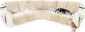 Reclining Sectional Couch Covers 100% Waterproof Velvet L Shape Recliner Couch Covers for Sofa Pets Washable Anti Slip Recliner Slipcovers with Pockets (5 Seat Sofa with 2 Console, Beige)