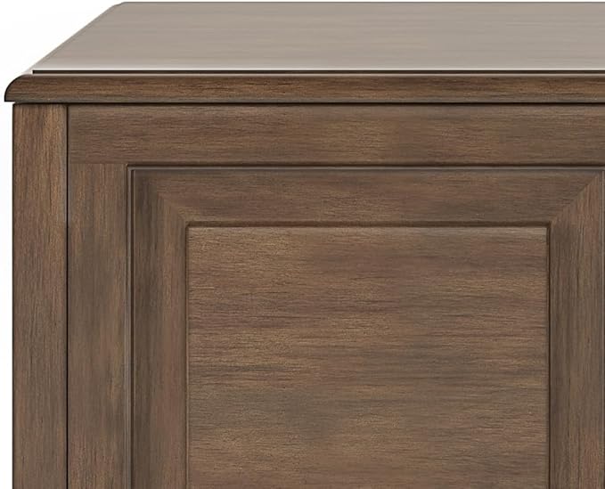 SIMPLIHOME Connaught Storage Bench - 51 inch Wide Solid Wood Trunk Bench in Natural Aged Brown, Traditional Bench for Entryway with Lift-Up Lid and 3 Hidden Compartments