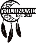 Personalized Dream Catcher Metal Wall Art - Custom Name Iron Sign for Home Decor, 8-30 Inch Black (Style B)