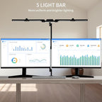 Architect Desk Lamp with 5 Light Bars for Home Office, 32.5Inch Long Led Desk Light with Clamp, 24W Tall Foldable Computer Lamp with Swing Arm, Bright Table Light for Desktop Working Drafting