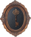 S-MANTIS Vintage Wall Sculpture, Antique Pediment, Hallway Wall Art, Hand Painted Wall Decoration With Embossed Intricate Key Design, Oval Aesthetic Room Décor, Gallery, Unique Gift (Antique Gold-Key)