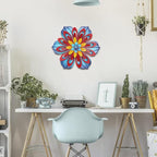 YEAHOME Metal Flower Wall Decor, 11 inch Wall Art Decorations Rustic Home Decor Aesthetic for Bathroom, Bedroom, Living Room, Office, Boho Art, Indoor Outdoor Decorations Patio Garden Decor(Blue)