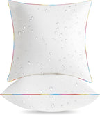 LEBO 16 x 16 Outdoor Waterproof Pillow Inserts - TPU Coated, Soft Fluffy Down Alternative Decorative Pillows for Patio Couch Sofa - White, Pack of 2