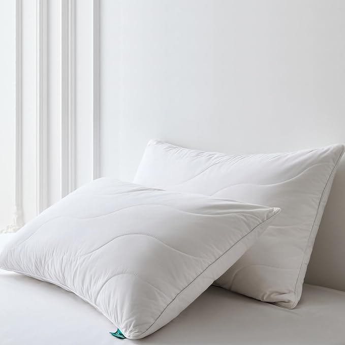 Three Geese White Goose Feather Down Pillows Super King Size,Cotton Pillows Set of 2-100% Cotton, Medium Firm,Soft Support