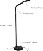 Brightech Litespan - Bright LED Floor Reading Lamp for Over Chair Crafts and Reading, Esthetician Light for Lash Extensions, Gooseneck Adjustable Standing Lamp for Living Room, Bedroom, Office - Black