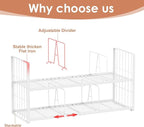 Stackable Closet Storage Shelf, Adjustable Divider Clothes Shelves Organizer for Jeans Pant Shirt Sweater Bag Purse Shoe, Clothing Shelving Rack for Bedroom RV Wardrobe Closet System-White