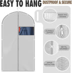 SATINIOR 12 Pcs 40 Garment Bags for Travel Shoe Bags for Packing, Men Suit Cover for T-shirts, Coats, Jackets, Uniforms, Clothes, Shoes, Sneakers(Grey)