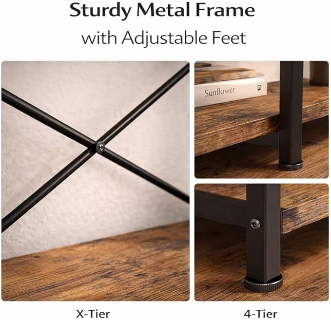Small Bookshelf for Small Spaces, 3-Tier Industrial Bookcase with Metal Frame and Wood Shelves, Narrow Storage Shelf for Living Room, Bedroom, Apartment