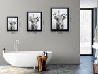 Funny Highland Cow Bathroom Wall Art with Toilet Paper on Head, Humorous Farmhouse Sign for Bathroom Decor, Rustic Black Framed Canvas Print for Restroom Toilet, Ready to Hang 16"x20"