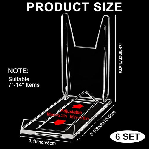 12 Pack 5.91 Inch Acrylic Book Stand for Display Adjustable Clear Display Holder Easel Collector Stand for Home Office Back to School Comic Album CD Magazine Postcard Artworks(5.91 x 6.1 x 3.15 Inch)