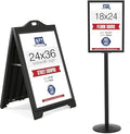M&T Displays Sidewalk A-Frame + Floor Standing Poster Holder Bundle – 24x36” Outdoor Street SignPro & 18x24” Pedestal Sign Stand – Double-Sided Displays for Restaurant, Café, or Retail Ads