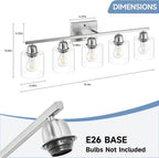 Modern Brushed Nickel 5 Light Bathroom Vanity Light, 31 inch Bathroom Lights Fixtures, Vanity Lights for Mirror Kitchen Living Room Hallway Cabinet Porch