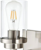MELUCEE 3-Light Vanity Lights Brushed Nickel with Clear Glass Shade, Modern Bathroom Light Fixtures Industrial Wall Light for Bedroom Kitchen Living Room