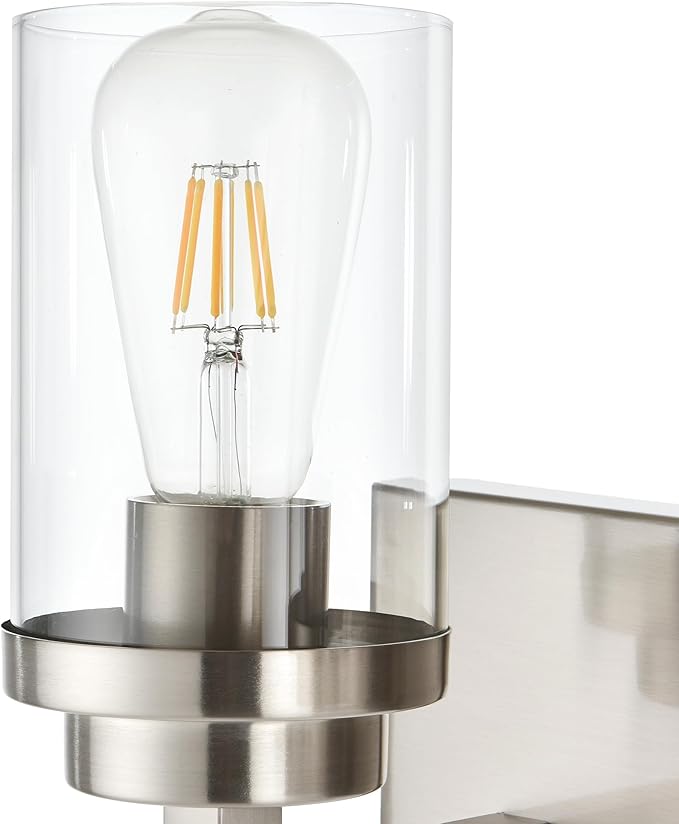 MELUCEE 6-Light Bathroom Lights Over Mirror in Brushed Nickel, Modern Industrial Vanity Lighting Fixture Indoor Wall Lights for Bath Kitchen Powder Room, Clear Glass Shade