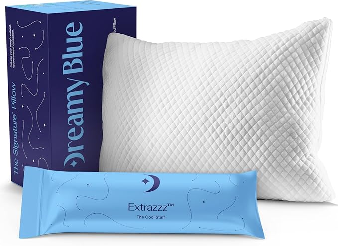 DreamyBlue Signature Pillow w/Adjustable Loft • Shredded Memory Foam Fill • Neutral Alignment for Side, Back, and Stomach Sleepers • Washable Bamboo Rayon Cover • CertiPUR-US Certified Foam (King)